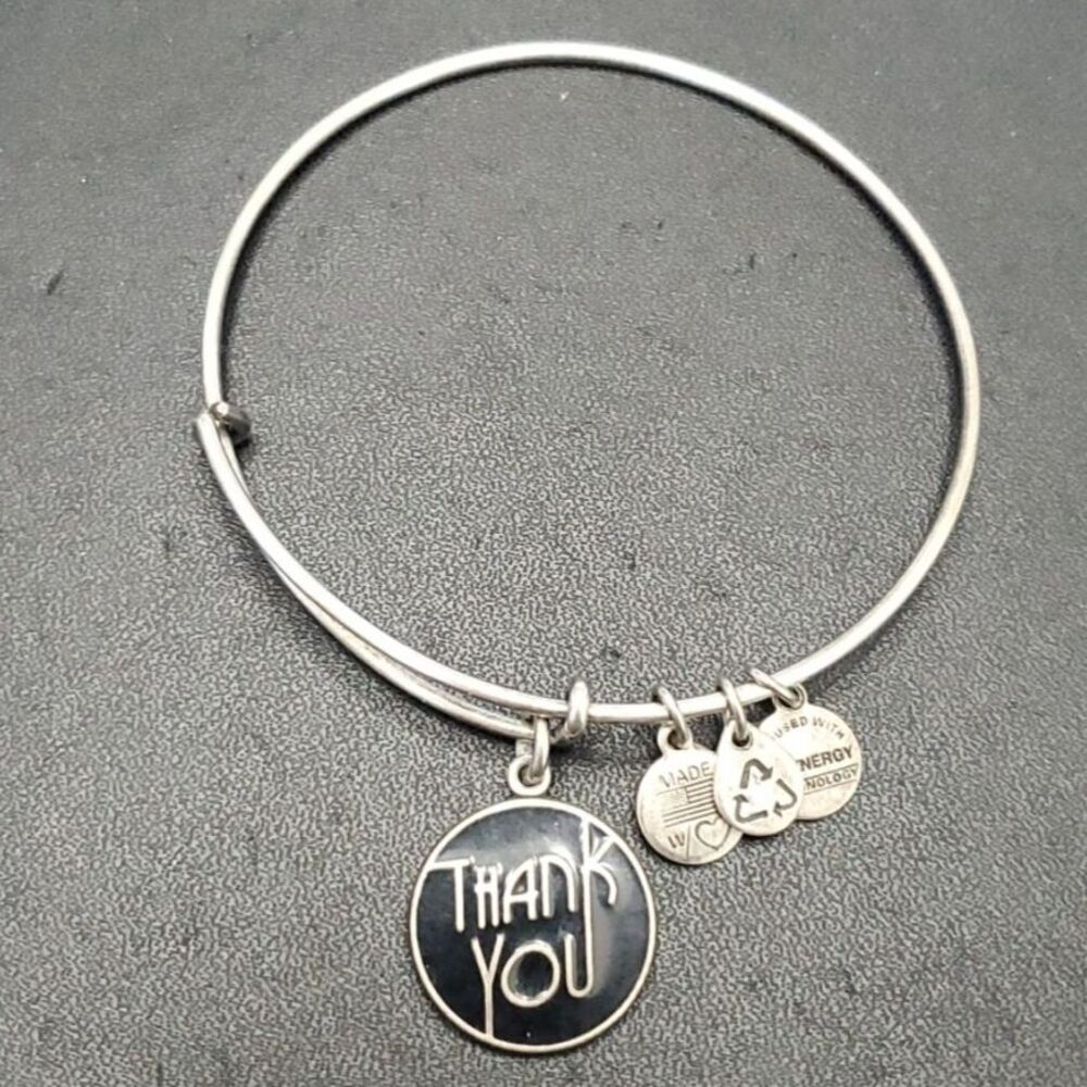 Alex and Ani silver tone thank you bracelet 7.5"